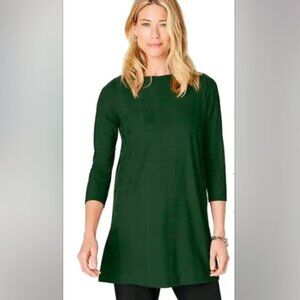 J. Jill Wearever Collection Green Textured Tunic Top Size Large Women’s